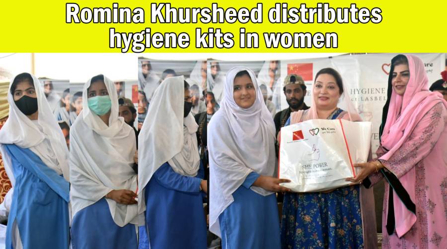 Romina Khursheed distributes hygiene kits in women 