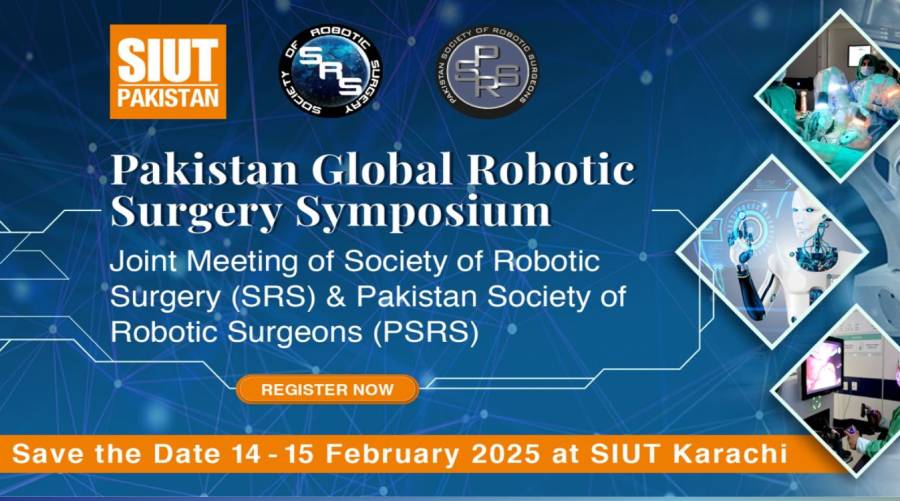 Publicity graphic for the International Symposium on Robotic Surgery at SIUT, featuring event dates, venue details, and sponsor logos.